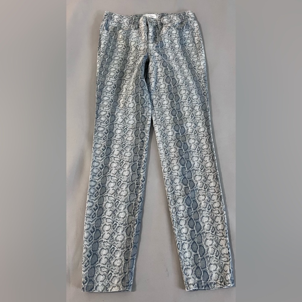 Nicole Miller Soho High Rise Ankle Skinny Jeans Women's Sz 4 Snake Printed Gray